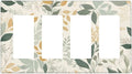 Boho Watercolor Leaves 4 Gang Light Switch Cover Plate Watercolor Green Botanical Quad Rocker Outlet Covers Switchplates Decorative Electrical Faceplate for Bedroom Kitchen Living Room Decor