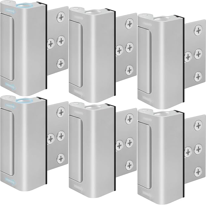 6 Pieces Home Security Door Reinforcement Lock, Door Locks for Kids Safety Front Door, Child Proof Door Lock Latch from Inside, Withstand 800lbs of Force Prevent Unauthorized Entry, Silver