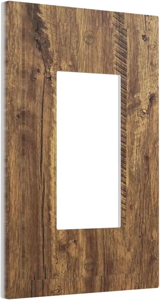 Rustic Brown Wood Distressed Wood Print Decorative Outlet Covers 1 Gang Single Rocker Light Switch Cover Plate Wall Plates GFCI Faceplate for Farmhouse Home Decor