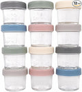 WeeSprout Glass Baby Food Storage Jars w/Lids (4 oz, 12 Pack Set) Snack, Puree, Reusable Small Containers, Breast Milk, Fridge or Freezer, Microwave & Dishwasher Safe, Essential Must Have for Infants