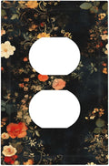 Vintage Orange Pink Black Roses Floral Flower Outlet Covers 1 Gang Duplex Light Switch Cover Decorative Switch Plates Electrical Receptacle Faceplate Wall Plate for Farmhouse Bedroom Decor
