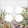 Outlet Covers Boho Wildflower Colorful Floral Butterfly 2 Gang Double Duplex Decorative Light Switch Covers Electrical Wallplates Socket Faceplate For Bed Room Living Room Decor