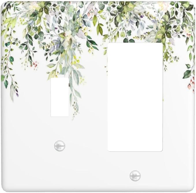 Outlet Covers Green Eucalyptus Leaves Floral Wildflower 1 Toggle 1 Rocker Combination Decorative Wall Plate Electrical Switch Plates Light Switch Cover Plate For Bed Room Living Room Decor