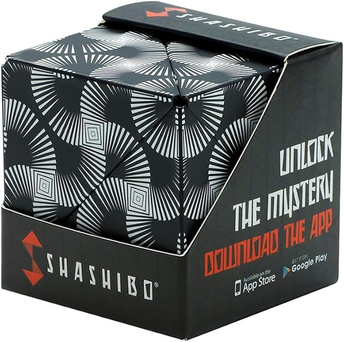 Shashibo Shape Shifting Box - Award-Winning STEM Fidget Toy with Ultra Strong Magnets - Puzzle Cube Transforms Into 100+ Shapes, Perfect Sensory Gift for Kids, Teens, and Adults (Black & White)