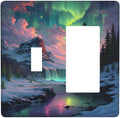 Snow Mountain Aurora Waterfalls Rivers Forest Outlet Covers 1 Toggle 1 Rocker Combination Decorative Wall Plate Electrical Switch Plates Light Switch Cover Plate for Bedroom Living Room Decor
