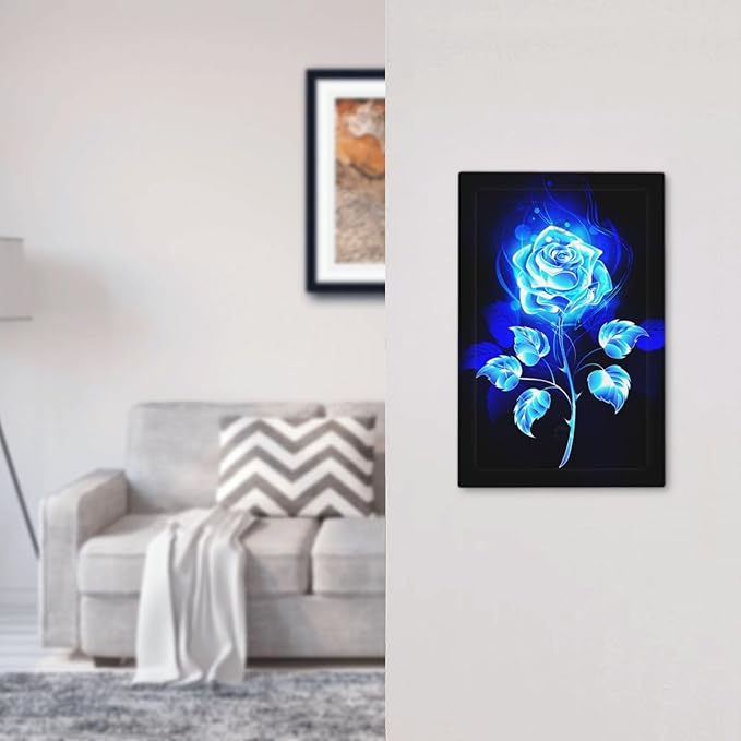 Blue Golden Rose Flower 1 Gang No Device Wall Plate Decorative Blank Light Switch Cover Switchplate Electrical Faceplate for Bathroom Home Bedroom Art Decor