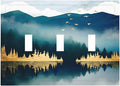 Mountains Landscape Lake Bird Reflection Decorative Switch Plates 3 Gang Wall Plate Triple Toggle Light Switch Cover Faceplate Electrical Wall Panels for Bedroom Living Room Decor