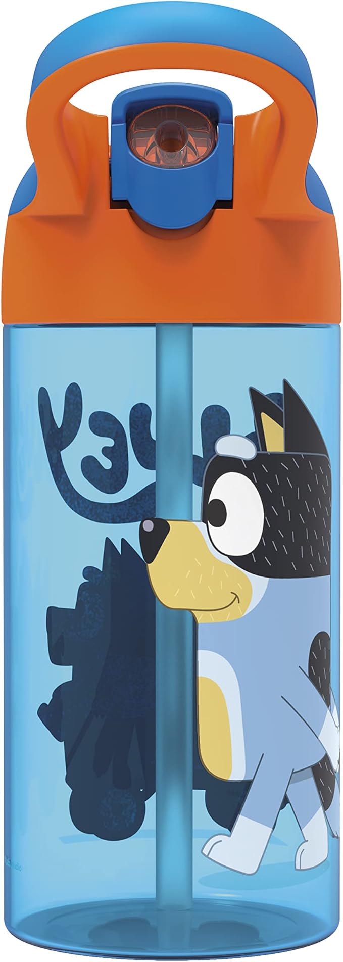 Zak Designs 17.5 oz Riverside Bluey Kids Water Bottle with Straw and Built in Carrying Loop Made of Durable Plastic, Leak-Proof Design for Travel, 2PK Set