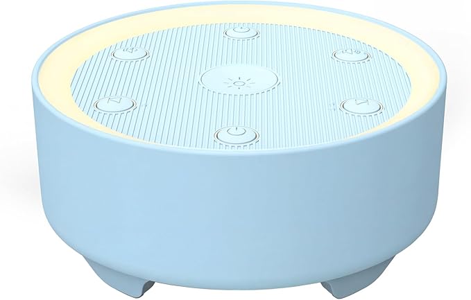 Kipcush Baby & Kids White Noise Sound Machine w/Night Light, 21 Non-Looping Sounds, 6 Timers (15-120 min & 8H), Memory, USB Powered for Nursery, Home & Travel