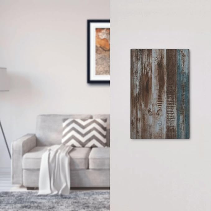 Vintage Blue Brown Wood Grain Light Switch Cover Plate 1 Gang Electrical Wall Plates Faceplate Decorative Switch Plate No Device Blank for Bedroom Farmhouse Decor