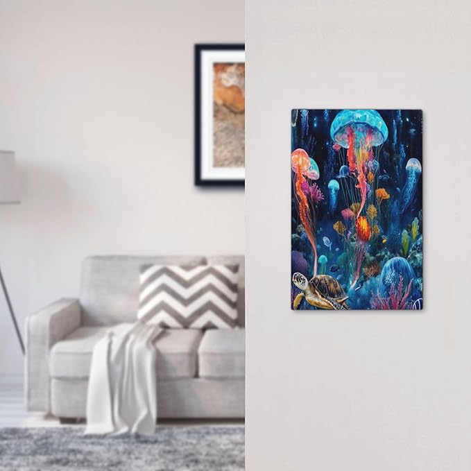 Jellyfish Sea Turtle Fantasy Ocean Coral Underwater World Light Switch Cover Plate 1 Gang No Device Blank Electrical Wall Plates Faceplate Decorative Switch Plate for Nursery Kids Room Decor
