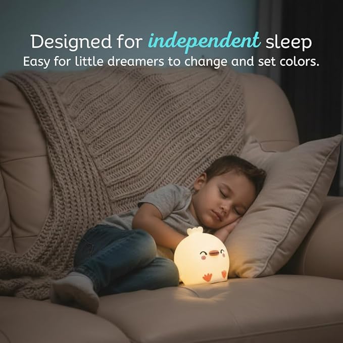 Lumipets Clara the Chick Squishy Silicone Night Light for Kids | Cute Night Light with Remote & Touch Control for Baby & Toddler Bedrooms | Color Changing Portable Animal Nightlight | Soft Mood Lamp