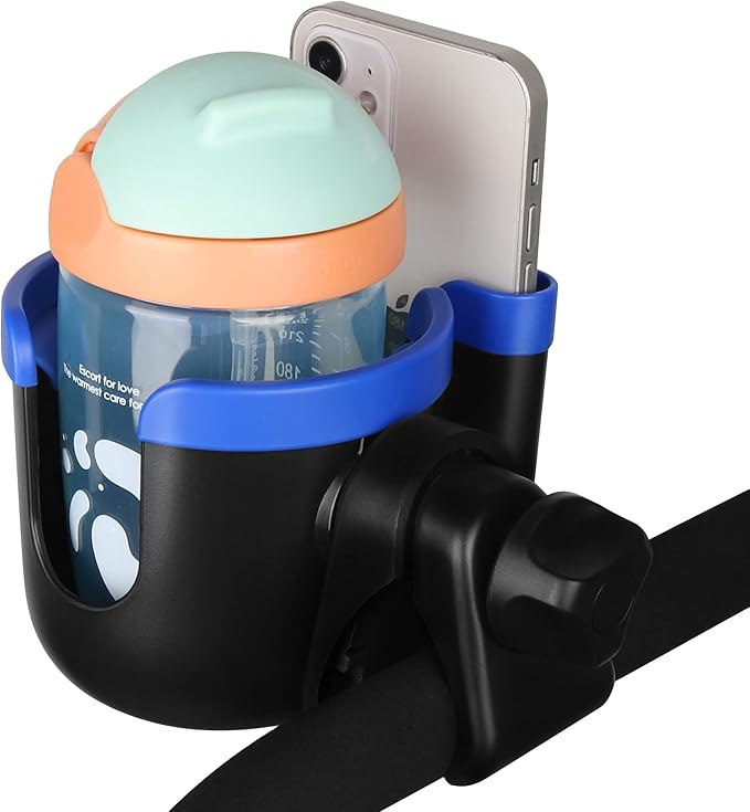 Accmor Stroller Cup Holder with Phone Holder, Bike Cup Holder, Universal Cup Holder for Uppababy Nuna Doona Strollers, 2-in-1 Cup Phone Holder for Stroller Bike Accessory