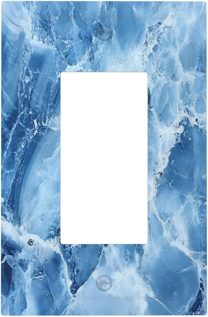 Outlet Covers Blue Marble Abstract Luxury Modern 1 Gang Duplex Light Switch Cover Plate Decorative Wall Plates Electrical Switchplate Receptacle for Bathroom Bedroom Decor（2 Pack）
