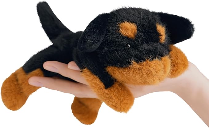 PEACH CAT Rottweiler Dog Plush Cute Dog Stuffed Animals Small Puppy Plushies Toy Pillow Gifts for Kids Black