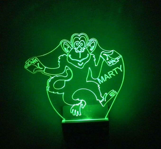 MIRROR MANIA Night Light Multi Color Personalized LED Plug-in, Ultra-Slim Touch Night Light Smart Dusk to Dawn Sensor, Kids Children's Bedroom Kitchen Bathroom Hallway Play Room Variations (Monkey)