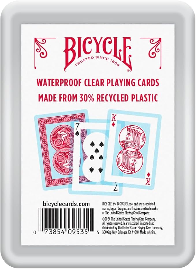 Bicycle Waterproof Playing Cards, Red Plastic Deck of Cards, Durable Plastic Cards for Pool, Beach, Camping & Party Games