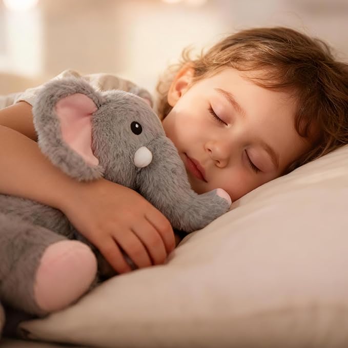 Weighted Elephant Stuffed Animal, Gray Soft Stuffed Elephant Plush Toy, Small Weighted Plush Comfort Birthday Gifts for Kids, 10 Inch, 0.8 Lbs
