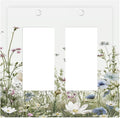 Colorful Wildflowers Daisy Plant Butterfly Floral Decorative Outlet Covers 2 Gang Double GFCI Rocker Electrical Wall Panels Light Switch Cover Plate for Bed Room Living Room Decor