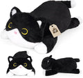 Weighted Cat Stuffed Animal,Cute Black and White Tuxedo Cat Plush Soft Weighted Plushies, Cuddleable Sensory Comfort Pillow for Kids Boys Girls Christmas Birthday Gift，17in 1.6lbs
