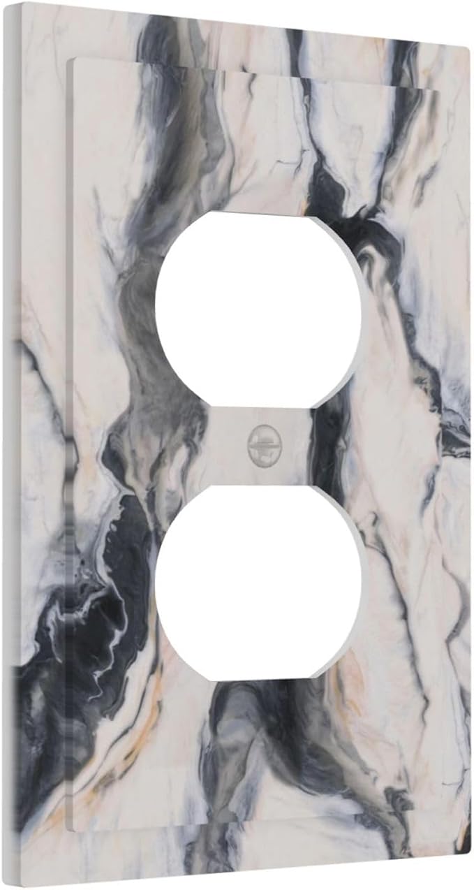 Abstract Marble Textured Modern Luxury Print Outlet Covers 1 Gang Duplex Light Switch Cover Decorative Switch Plates Electrical Receptacle Faceplate Wall Plate for Bathroom Kitchen Decor