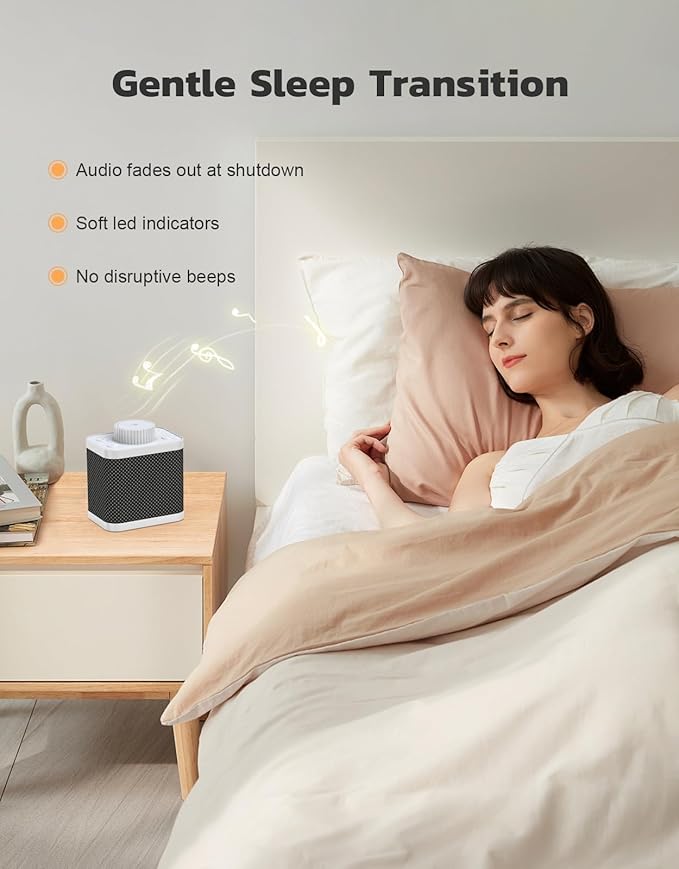 White Noise Sound Machine with 20 Soothing Sounds, 18-48h Powerful Battery, 3 Timers Memory Function and White Noise Machine for Sleeping, Portable Sound Machine for Baby Adult Fathers Day Gift