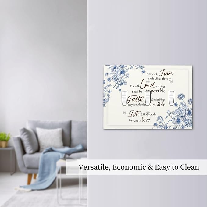 Decorative Light Switch Cover Plate Inspirational Quotes Blue Flower Floral 3 Gang Wall Plates for Electrical Outlets Triple Toggle Switch Plate Covers Outlet Covers Faceplate for Home Decor