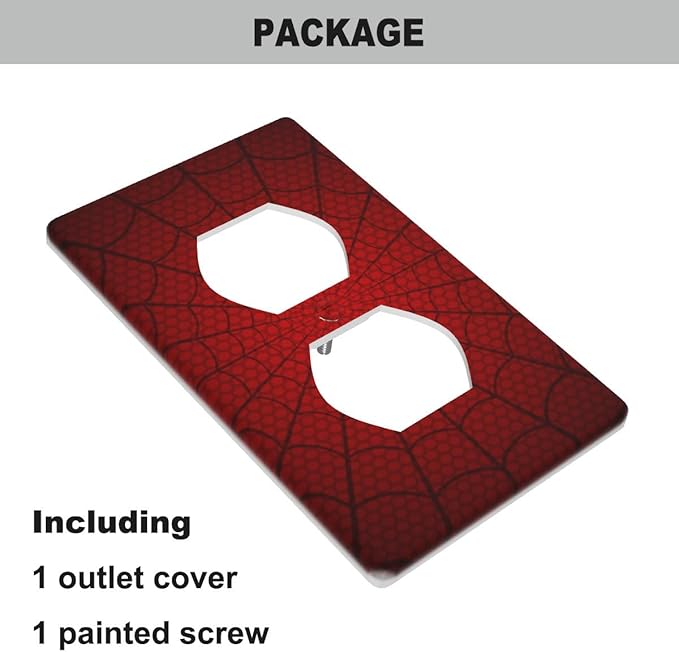 Red Spider Web 1-Gang Duplex Wall Plate Hero Theme Cartoon Outlet Covers Standard Size Plug Cover 4.50" x 2.76" for Men Cave Teen Boys Room
