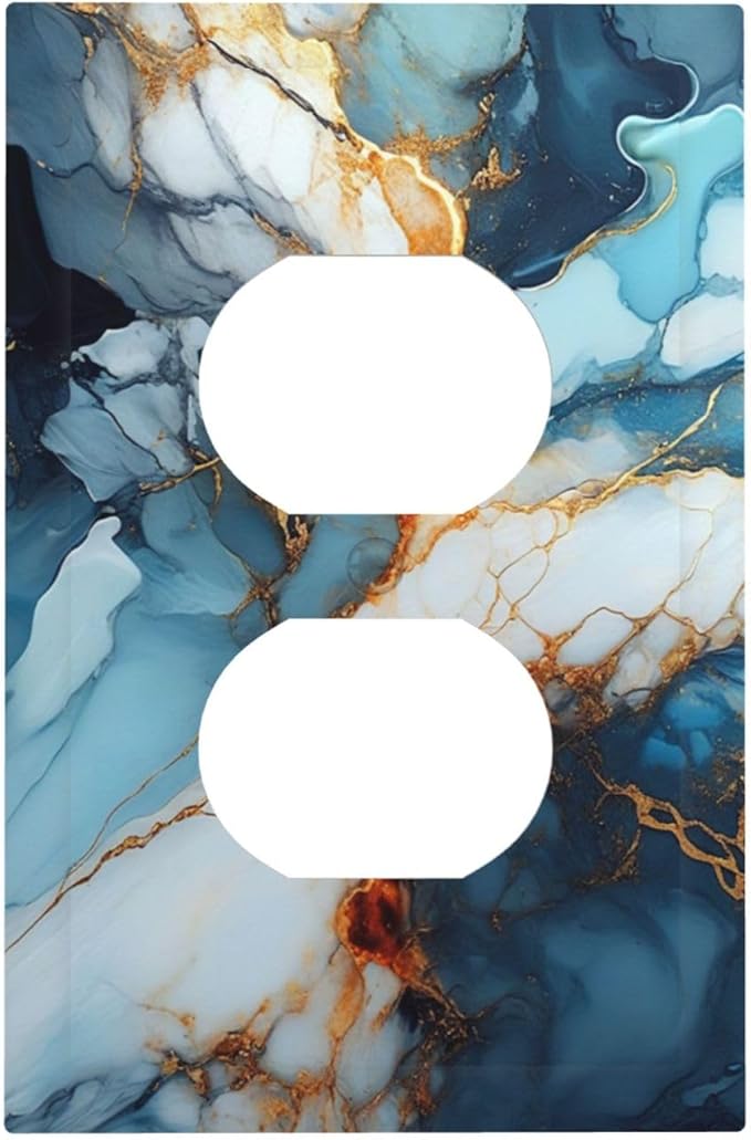Decorative Outlet Covers Golden Abstract Luxury Marble 1 Gang Duplex Light Switch Cover Plate Electrical Switch plates Wall Plates Receptacle Covers for Livingroom Bathroom Decor