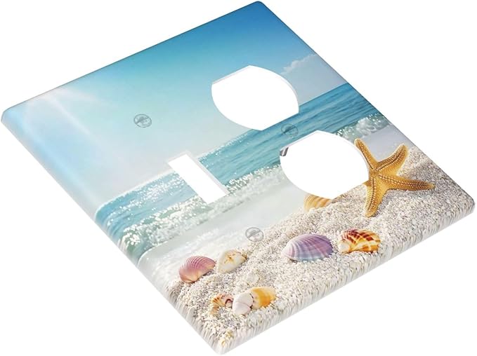 Wallplates Summer Beach Colorful Seashell Starfish 1 Toggle 1 Duplex Switch Plate Electrical Gfci Faceplate Decorative Light Switch Covers For Kids Room Nursery Decor