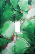 Decorative Light Switch Cover Plate Abstract Luxury Emeralds Green Gold MarbleTextures 1 Gang Wall Plate Oversized Single Toggle Wall Cover Plate Jumbo Electrical Switchplate Face Plate