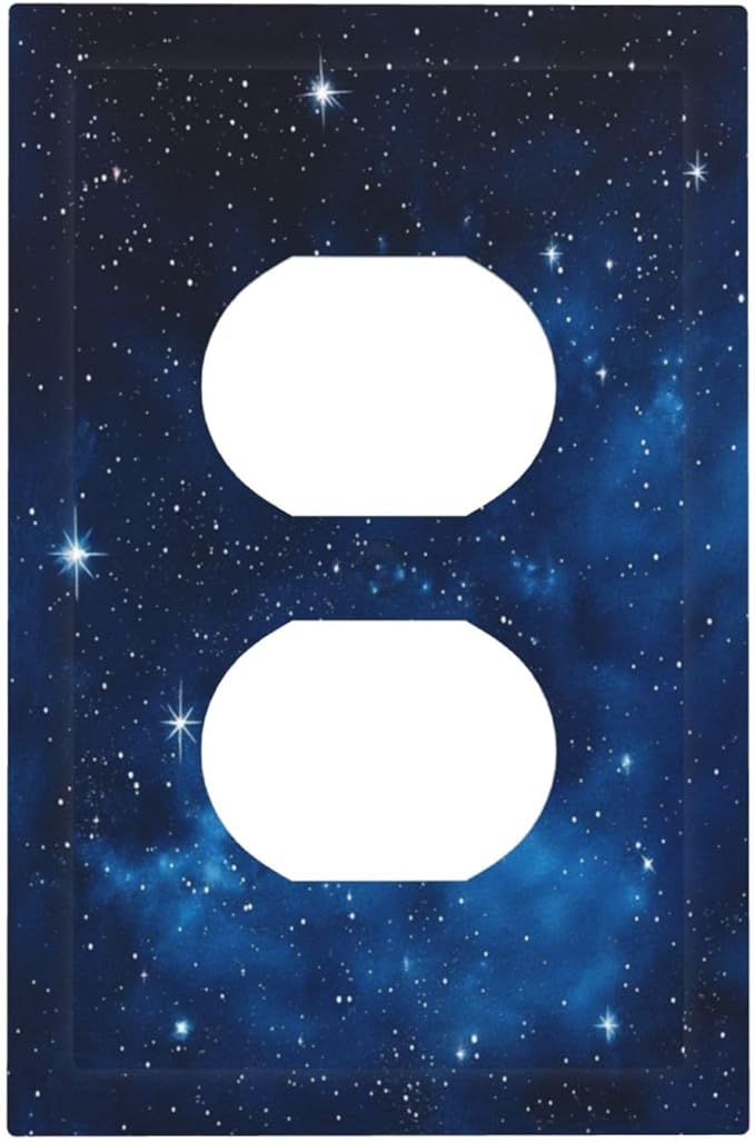 Outlet Covers Galaxy Starry Sky Universe Sparkle Stars 1 Gang Duplex Light Switch Cover Plate Decorative Wall Plates Socket Cover Electrical Switchplate for Bathroom Bedroom Decor
