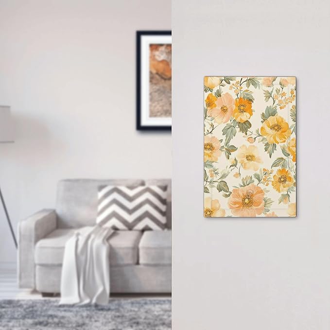 Light Switch Cover Plate Vintage Floral Pastel Flower Pattern 1 Gang No Device Blank Wall Plate Decorative Switch Plate Covers Electrical Outlet Cover for Bedroom Cabin Decor