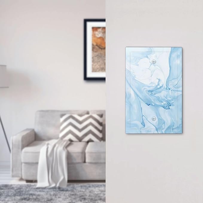 Navy Blue Sea Waves Spilled Ink Marble Simplicity Print Light Switch Cover Plate 1 Gang No Device Blank Electrical Wall Plates Faceplate Decorative Switch Plate Covers for Bathroom Living Room Decor