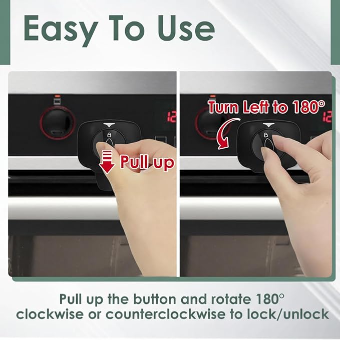 2-Pack Oven Lock Child Safety - Oven Baby Proofing Door Lock with Heat-Resistant Adhesive, No Drill - Safety Locks for Ovens/Stoves/Dishwashers to Keep Toddlers Pet Safe (Check Size for Fit) (Black)