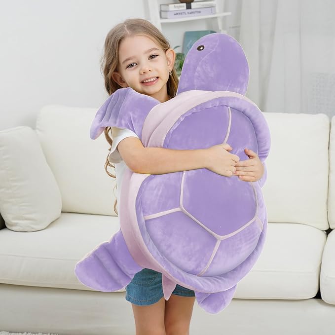 Dalmao 28 inch Big Sea Turtle Tuffed Animals Plush Toys, Large Ocean Turtle Giant Plushies Body Pillow, Gift for Kids Boy Girl Girlfriend, Birthday-Purple