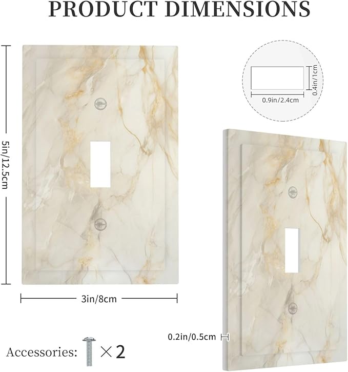 Light Switch Cover Plate Beige Gold Marble Abstraction Morden Art 1 Gang Single Toggle Decorative Switch Plates Wall Plates Electrical Faceplate Socket Covers for Kitchen Bathroom Decor