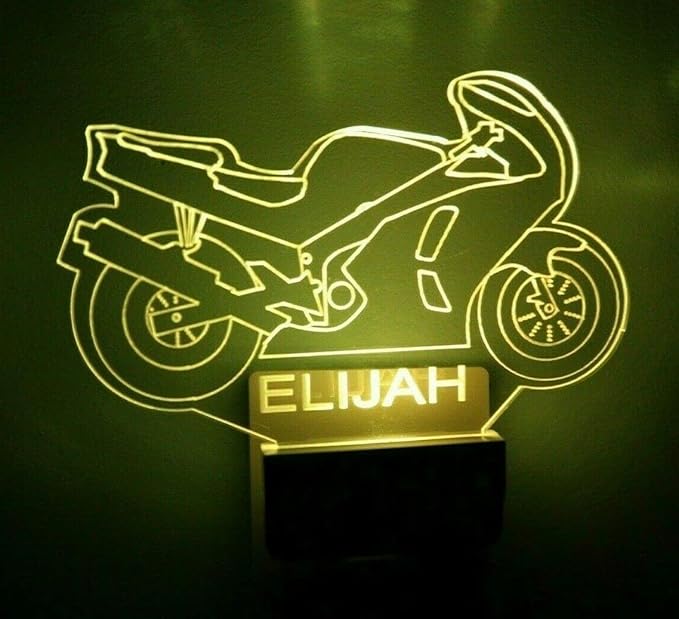 Night Light Multi Color Personalized LED Plug-in, Ultra-Slim Touch Night Light Smart Dusk to Dawn Sensor, Kids Children's Bedroom Kitchen Bathroom Hallway Play Room Variations (Motorcycle)