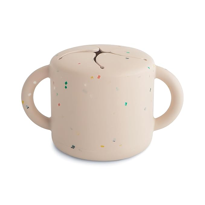 mushie Silicone Snack Cup | Spill Proof Food Container for Toddler and Baby (Vanilla Confetti)