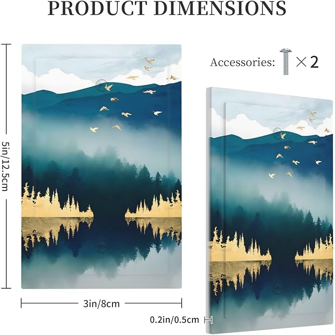 Mountains Landscape Lake Bird Reflection Light Switch Cover Plate 1 Gang No Device Blank Electrical Wall Plates Faceplate Decorative Switch Plate Covers for Bedroom Living Room Decor