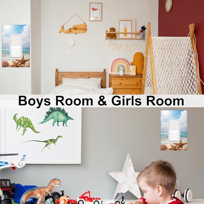 Ocean Beach Starfish 1-Gang Rocker Wall Plate, Blue Sky Clouds Switch Plate for Bathroom, Home, Beach House & Sunroom