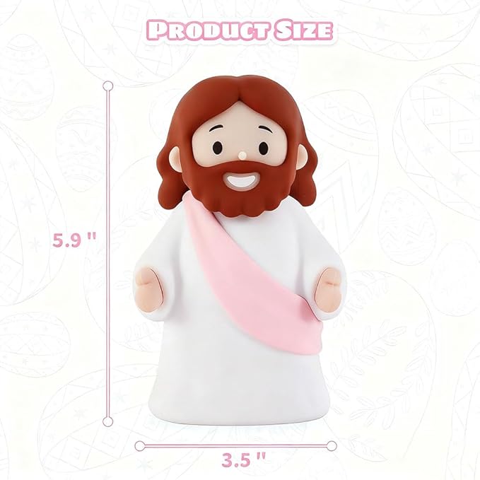Jesus Night Light Rechargeable Bedside Night Light Dimmable Silicone LED Light Ideal for Religious Gatherings, Gifts for Sunday School, Baptism Presents, Easter Egg Decorations (Pink)