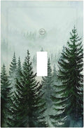 Forest Pinetrees Misty Landscape Nature Decorative Light Switch Cover 1 Gang Single Toggle Device Electrical Faceplate Switchplates Decorator Outlet Wall Plate for Bedroom Farmhouse Decor