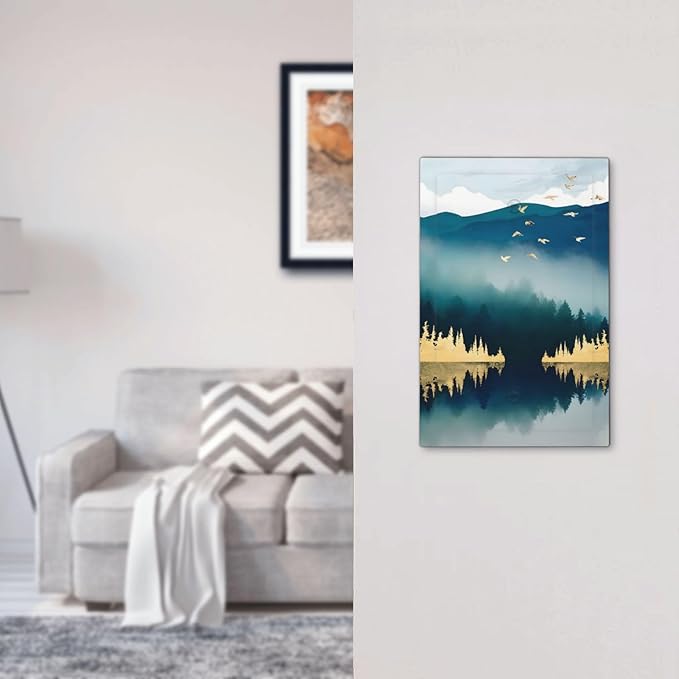 Mountains Landscape Lake Bird Reflection Light Switch Cover Plate 1 Gang No Device Blank Electrical Wall Plates Faceplate Decorative Switch Plate Covers for Bedroom Living Room Decor