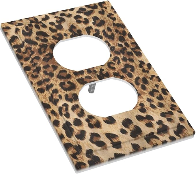 Leopard Cheetah Ombre Brown Wild Safari Animal Powerful Panthera Big Cat 1 Gang Outlet Covers Duplex Receptacle Wall Plate Decorative Electrical Faceplate Switchplates Men Boys Home Decor Large Size