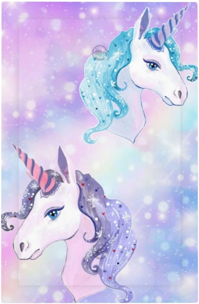 Purple/Blue Rainbow Unicorn Decorative 1 Gang No Device Blank Wall Plate Oversize Kid Girl Fantasy Cute Stars Cartoon Electric Unused Receptacle Decorator/Gfci Light Outlets/Switches Face Plate Cover