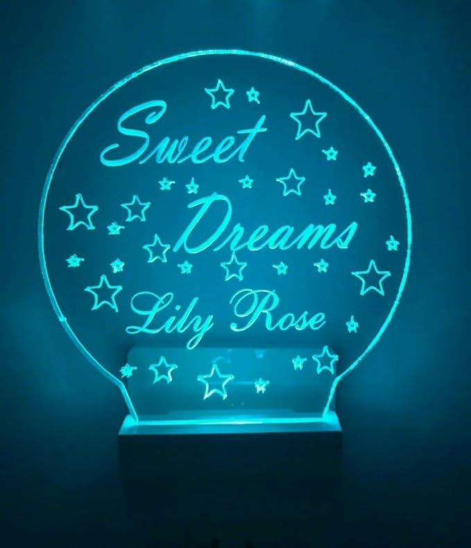 Night Light Multi Color Personalized LED Plug-in, Ultra-Slim Touch Night Light Smart Dusk to Dawn Sensor, Kids Children's Bedroom Kitchen Bathroom Hallway Play Room Variations (Sweet Dreams Stars)
