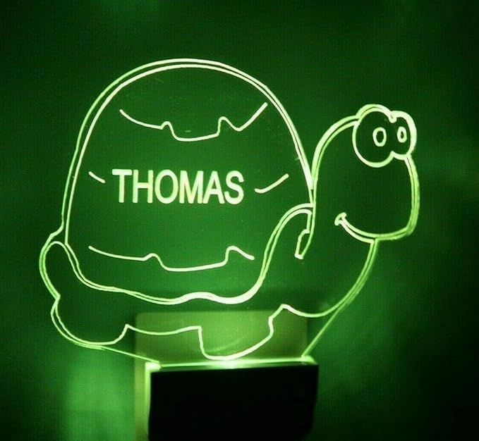 MIRROR MANIA Night Light Multi Color Personalized LED Plug-in, Ultra-Slim Touch Night Light Smart Dusk to Dawn Sensor, Kids Children's Bedroom Kitchen Bathroom Hallway Play Room Variations (Turtle)
