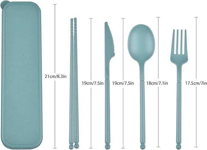 Travel Utensils with Case, Camping Rrusable Utensils Set with Case, Plastic Cutlery Set Forks Spoon Tableware, Portable Cutlery for Travel Picnic or Daily Use