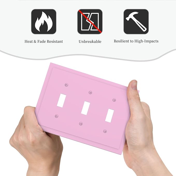 Decorative Romantic Light Purple 3 Gang Toggle Wall Plate, Multicolored Watercolor Colorful Solid Violet Lavender Purple Triple Device Outlet Light Switch Cover Electrical Switch Face Wallplate Cover